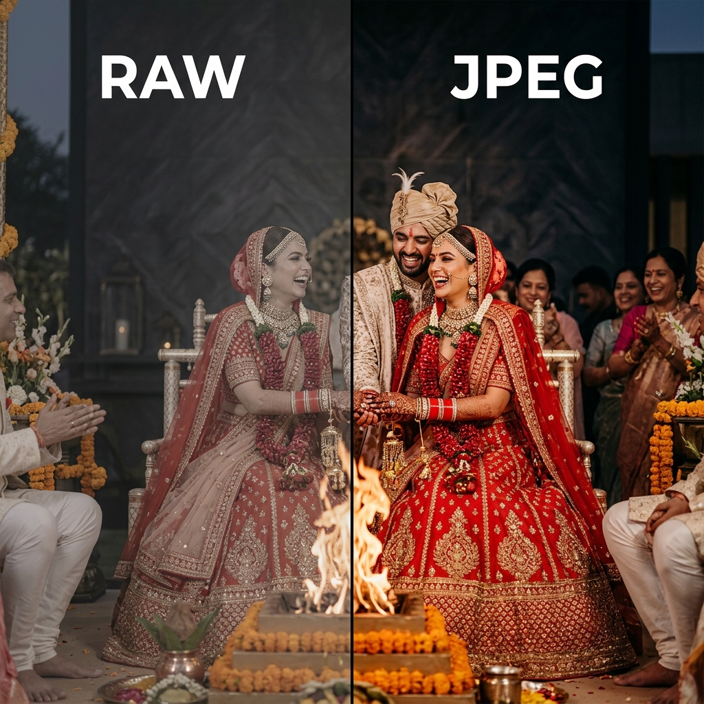 RAW vs JPEG format comparison for Indian wedding photography — Pixelect Guide